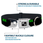 Dog Bone Seatbelt Buckle Collar - COME AT ME-BRO Black/Green Stencil
