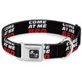 Load image into Gallery viewer, Dog Bone Seatbelt Buckle Collar - COME-AT ME-BRO Black/White/Red