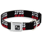 Dog Bone Seatbelt Buckle Collar - COME-AT ME-BRO Black/White/Red