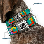 Dog Bone Seatbelt Buckle Collar - CALI Tropical Aqua/Multi Color