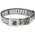 Dog Bone Seatbelt Buckle Collar - CASH MONEY $ Dollars/White