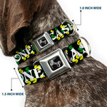 Dog Bone Seatbelt Buckle Collar - CASH MONEY w/$$$ Black/White/Yellow/Green