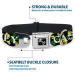 Dog Bone Seatbelt Buckle Collar - CASH MONEY w/$$$ Black/White/Yellow/Green