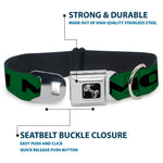 Dog Bone Seatbelt Buckle Collar - CASH MONEY $ Green/Black