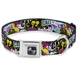 Dog Bone Seatbelt Buckle Collar - Cali Bear/CALI Graffiti/Pot Leaves Black/Multi Color