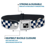 Dog Bone Seatbelt Buckle Collar - Checker Sapphire Blue/White