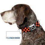 Dog Bone Seatbelt Buckle Collar - Checker Black/Orange