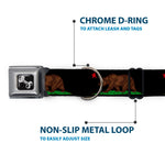 Dog Bone Seatbelt Buckle Collar - California Flag Bear Black