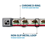 Dog Bone Seatbelt Buckle Collar - California Flag Bear Weathered White