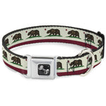 Dog Bone Seatbelt Buckle Collar - California Flag Bear Weathered White