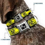 Dog Bone Seatbelt Buckle Collar - CAUTION BIOHAZARD Black/Yellow