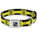 Load image into Gallery viewer, Dog Bone Seatbelt Buckle Collar - CAUTION BIOHAZARD Black/Yellow