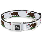 Dog Bone Seatbelt Buckle Collar - Cali Bear White