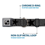 Dog Bone Seatbelt Buckle Collar - Cheetah/Stars Gray/Black