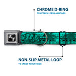 Dog Bone Seatbelt Buckle Collar - Cali Bear/Palm Trees/Geometric Green