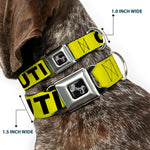 Dog Bone Seatbelt Buckle Collar - CAUTION Yellow/Black