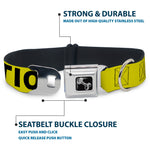 Dog Bone Seatbelt Buckle Collar - CAUTION Yellow/Black