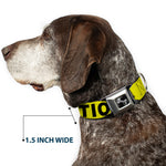 Dog Bone Seatbelt Buckle Collar - CAUTION Yellow/Black