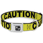 Dog Bone Seatbelt Buckle Collar - CAUTION Yellow/Black
