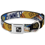 Dog Bone Seatbelt Buckle Collar - Cali License Plates Stacked