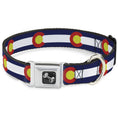 Load image into Gallery viewer, Dog Bone Seatbelt Buckle Collar - Colorado Flags2 Repeat