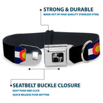 Dog Bone Seatbelt Buckle Collar - Colorado Flags3/Black