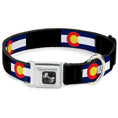 Load image into Gallery viewer, Dog Bone Seatbelt Buckle Collar - Colorado Flags3/Black