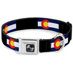 Dog Bone Seatbelt Buckle Collar - Colorado Flags3/Black