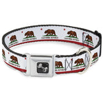 Dog Bone Seatbelt Buckle Collar - California State Flag White
