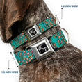 Load image into Gallery viewer, Dog Bone Seatbelt Buckle Collar - Cross Repeat Leopard Turquoise/Pink