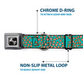 Load image into Gallery viewer, Dog Bone Seatbelt Buckle Collar - Cross Repeat Leopard Turquoise/Pink