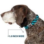 Dog Bone Seatbelt Buckle Collar - Checker Trio Baby Blue/Black/Turquoise