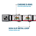 Dog Bone Seatbelt Buckle Collar - California Flag Repeat/Black