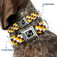 Load image into Gallery viewer, Dog Bone Seatbelt Buckle Collar - Checker White/Gold/Brown