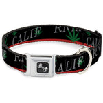 Dog Bone Seatbelt Buckle Collar - CALIFORNIA/Pot Leaf Black/Red/Green/White
