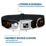Dog Bone Seatbelt Buckle Collar - California Grizzly Bear Outline Black/Brown