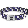 Load image into Gallery viewer, Dog Bone Seatbelt Buckle Collar - Checker Gray/Purple/White