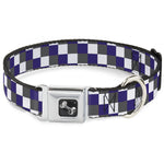 Dog Bone Seatbelt Buckle Collar - Checker Gray/Purple/White