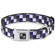 Dog Bone Seatbelt Buckle Collar - Checker Gray/Purple/White