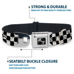 Dog Bone Seatbelt Buckle Collar - Checker Weathered2 Black/White