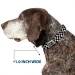 Dog Bone Seatbelt Buckle Collar - Checker Weathered2 Black/White