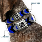 Dog Bone Seatbelt Buckle Collar - Chevron Blue/Black/Gray