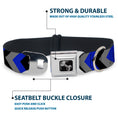Load image into Gallery viewer, Dog Bone Seatbelt Buckle Collar - Chevron Blue/Black/Gray