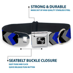 Dog Bone Seatbelt Buckle Collar - Chevron Blue/Black/Gray