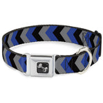 Dog Bone Seatbelt Buckle Collar - Chevron Blue/Black/Gray