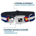 Load image into Gallery viewer, Dog Bone Seatbelt Buckle Collar - Colorado Flag/Fisher Weathered