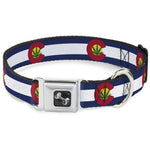 Dog Bone Seatbelt Buckle Collar - Colorado Flag/Marijuana Leaf
