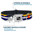 Load image into Gallery viewer, Dog Bone Seatbelt Buckle Collar - Colorado Flag/Mountain Silhouette Yellow