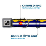 Dog Bone Seatbelt Buckle Collar - Colorado Flag/Mountain Silhouette Yellow