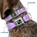 Dog Bone Seatbelt Buckle Collar - Ditsy Floral Lavender/White/Black